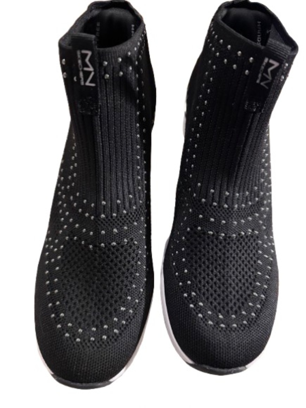 Skechers Black Knit Slip-On Sock Sneakers with White Accents